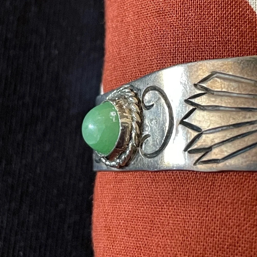 Vintage 1930s - 1940s sterling Mexico silver cuff bracelet! - Picture 5 of 9